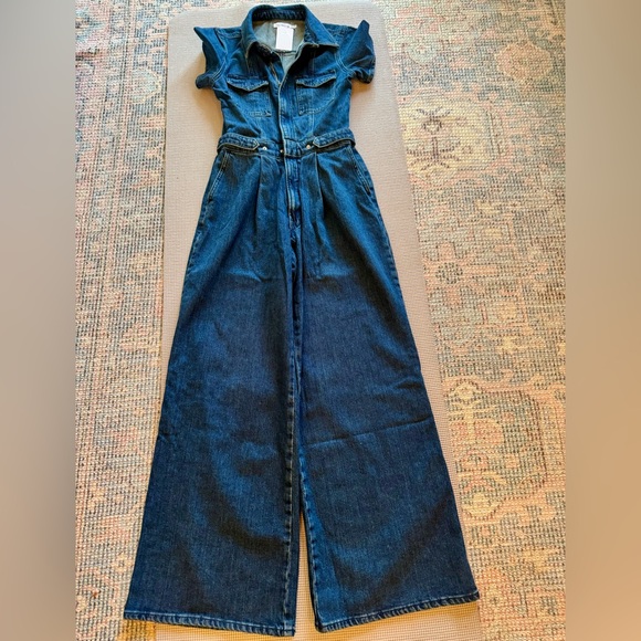 Good American Fit For Success Pleated Wide Leg jumpsuit in Indigo size xs/0 - Picture 4 of 9